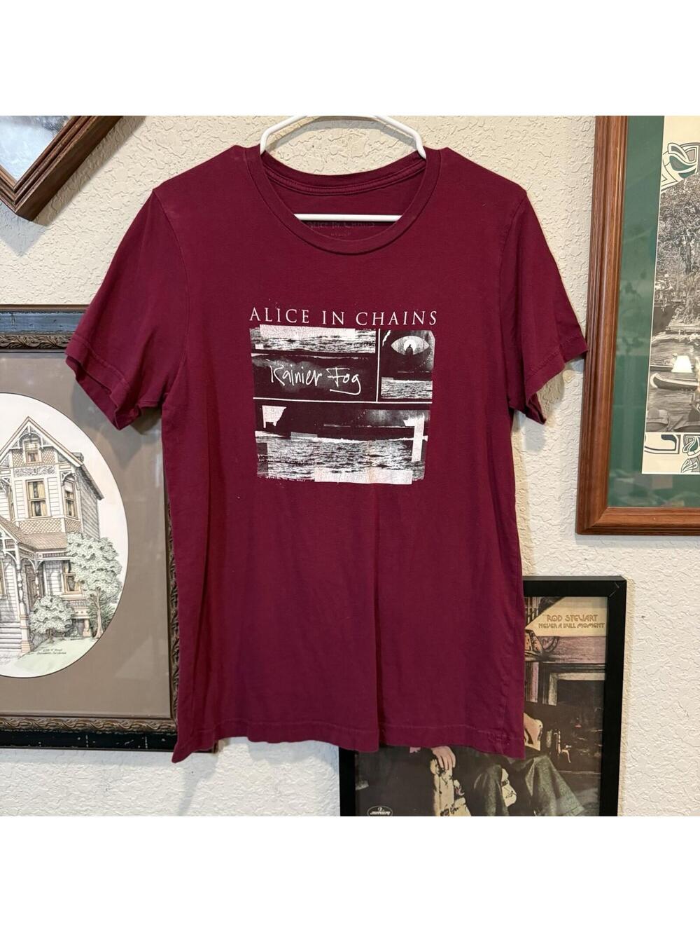 Alice In Chains Rainier‎ Fog Red Mens Medium Burgundy Rock Band Tour Shirt